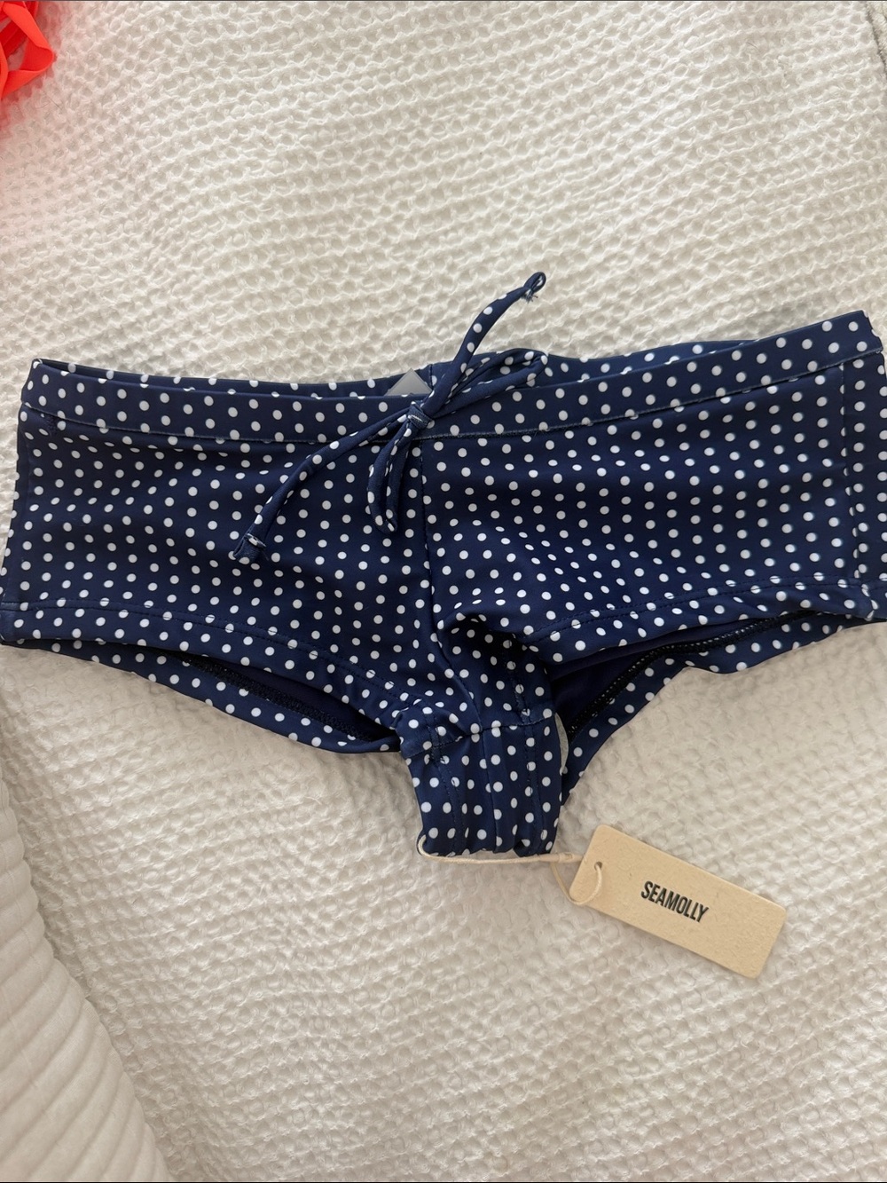 SEAMOLLY XS Navy Polka Dot Swim Shorts